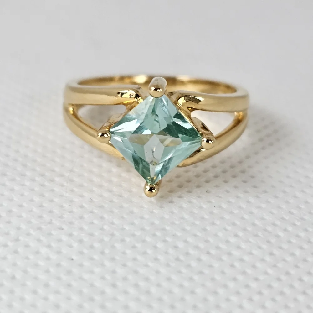 Incredible Lab Created Green Spinel Ring in 18K over Sterling Silver! Sz 7! - Picture 6 of 8